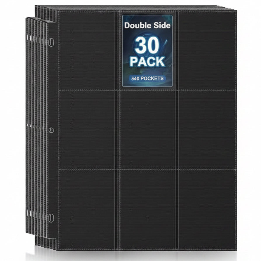 30 Pack Black Card Binder Sheets
